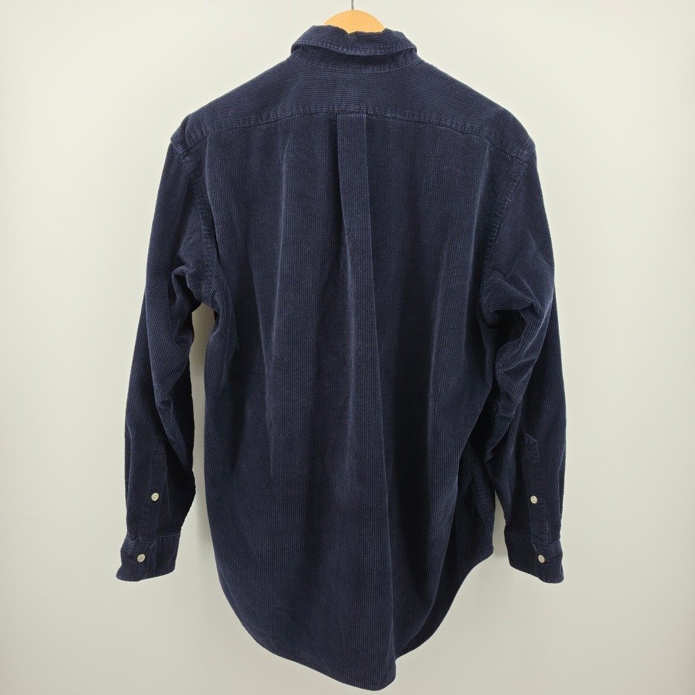 Polo Ralph Lauren Blaire Corduroy Shirt Mens Large Navy Blue Polo Bear Pocket - Picture 2 of 7
